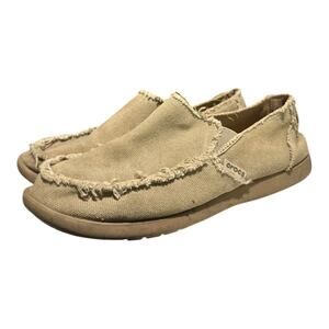 Crocs Santa Cruz Loafers Men’s Size 9 Khaki Beige Canvas Slip On 10128-261